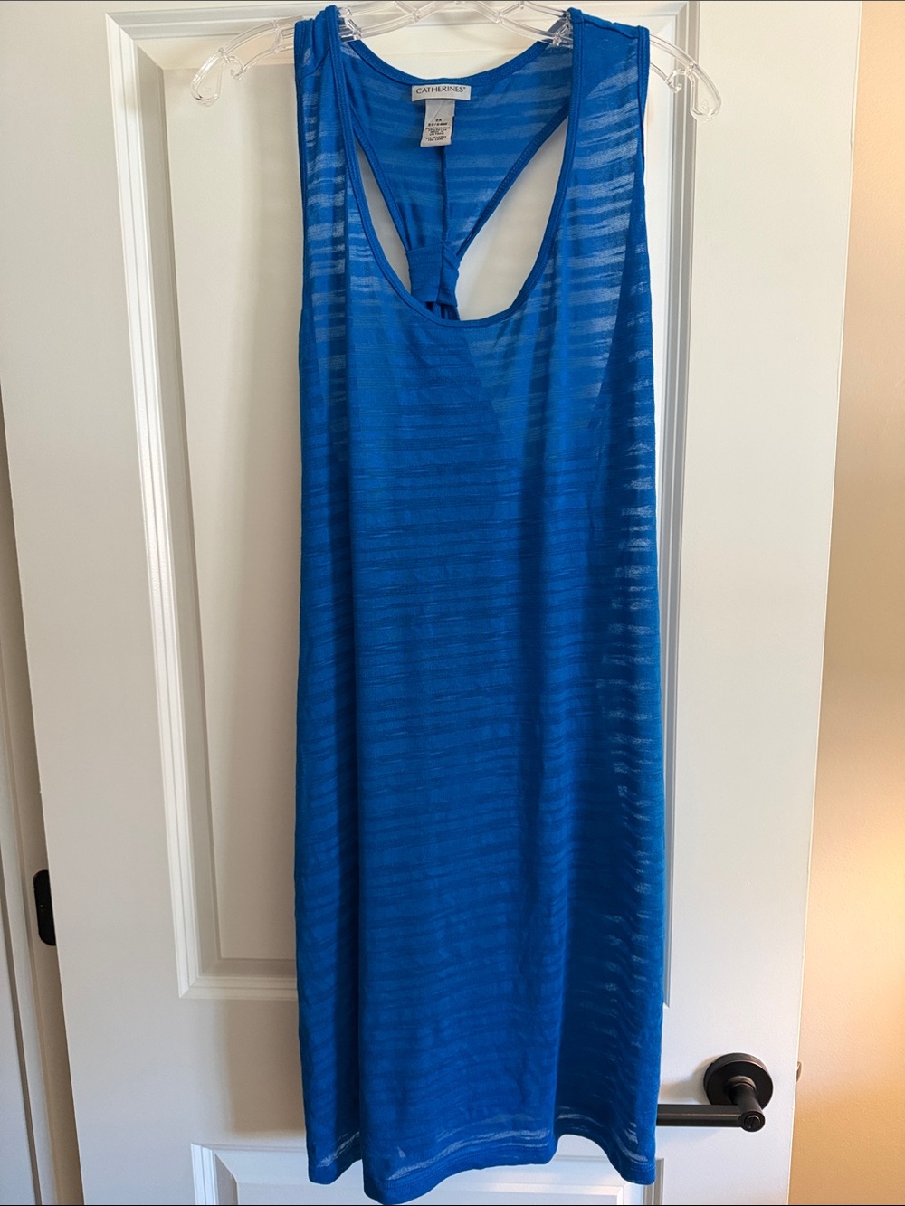 Catherines Royal Blue Sheer Stripe Racerback Tank Dress
